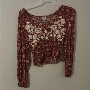 OAK Floral Embroidered Maroon Blouse